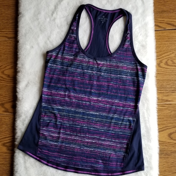 Athleta Racerback Stripe Tank Blue Small - Picture 1 of 10